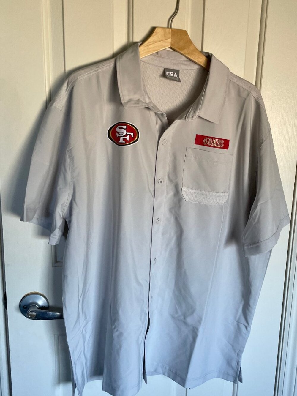 NEW CSA NFL Team San Francisco 49ers Short Sleeve Button Up Shirt XL Gray